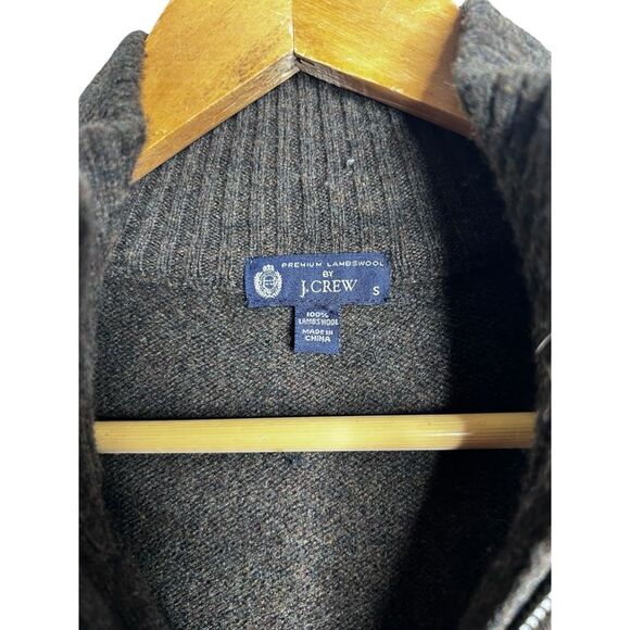 J. Crew Wool Brown Quarter Zip Men's Sweater Size S Fall Winter Comfy Cozy - Picture 5 of 10